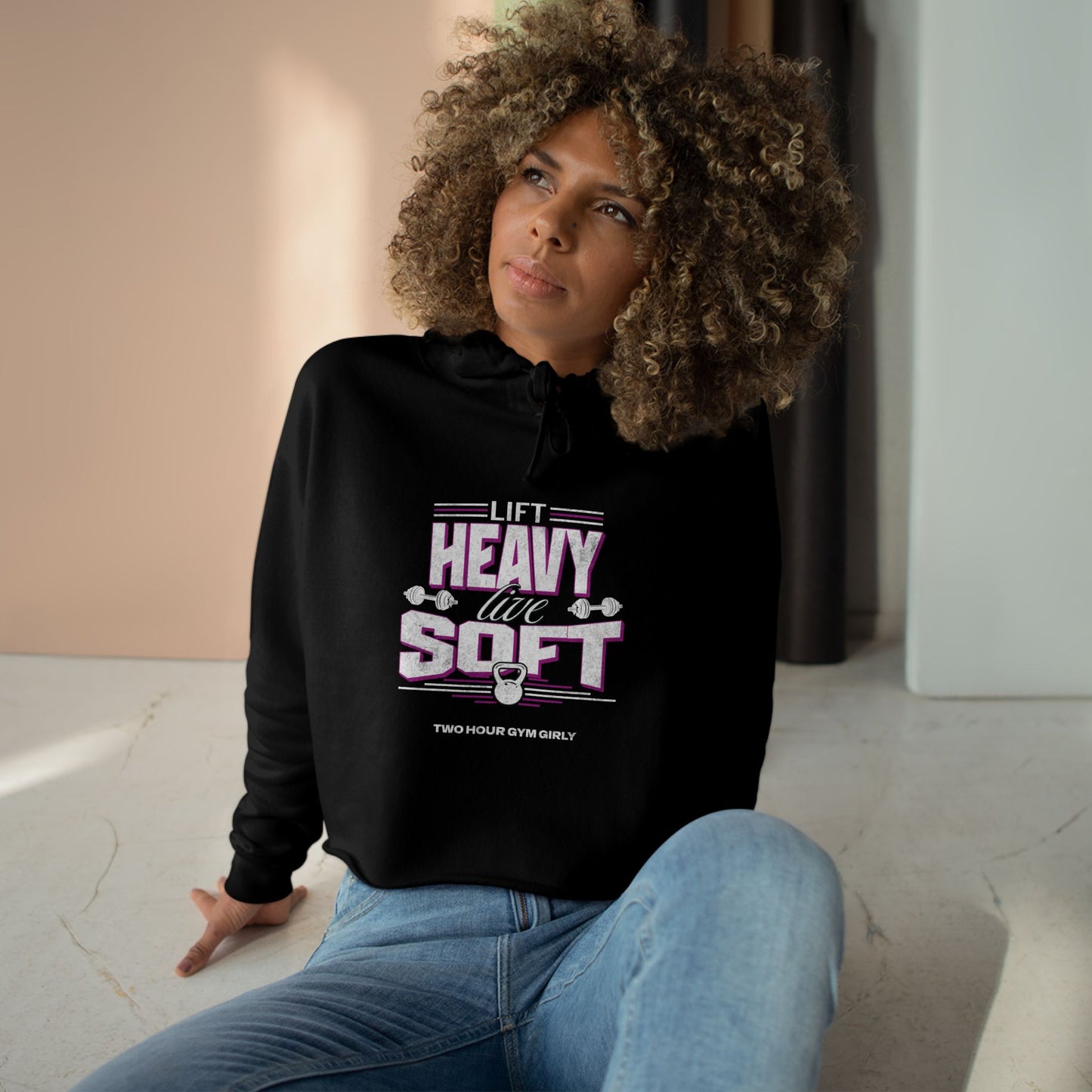 Lift Heavy, Live Soft Crop Hoodie