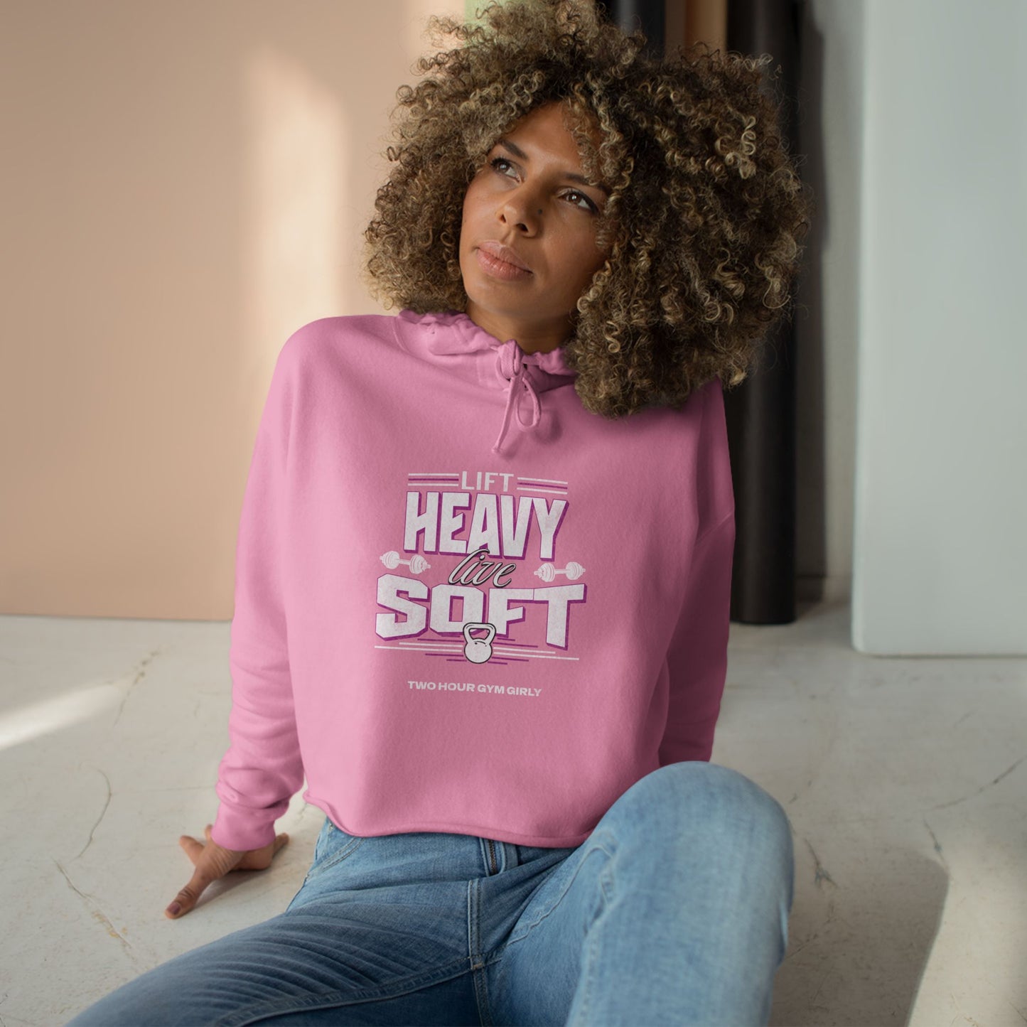 Lift Heavy, Live Soft Crop Hoodie